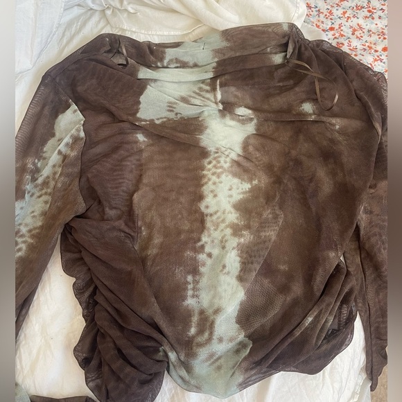 Sweet Rain Tops - Brown and Creamy Tie-Dye Top